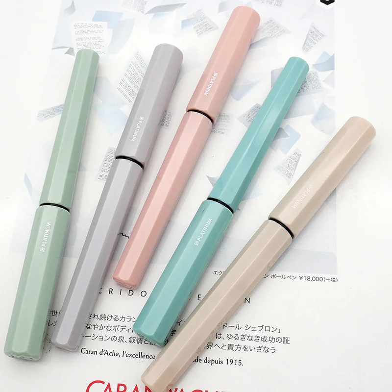 

Kawaii Platinum Fountain Pen Small Meteor Macaron Color Anti-Rolling Pen Student Supplies Office Accessories For Kids PQ-200