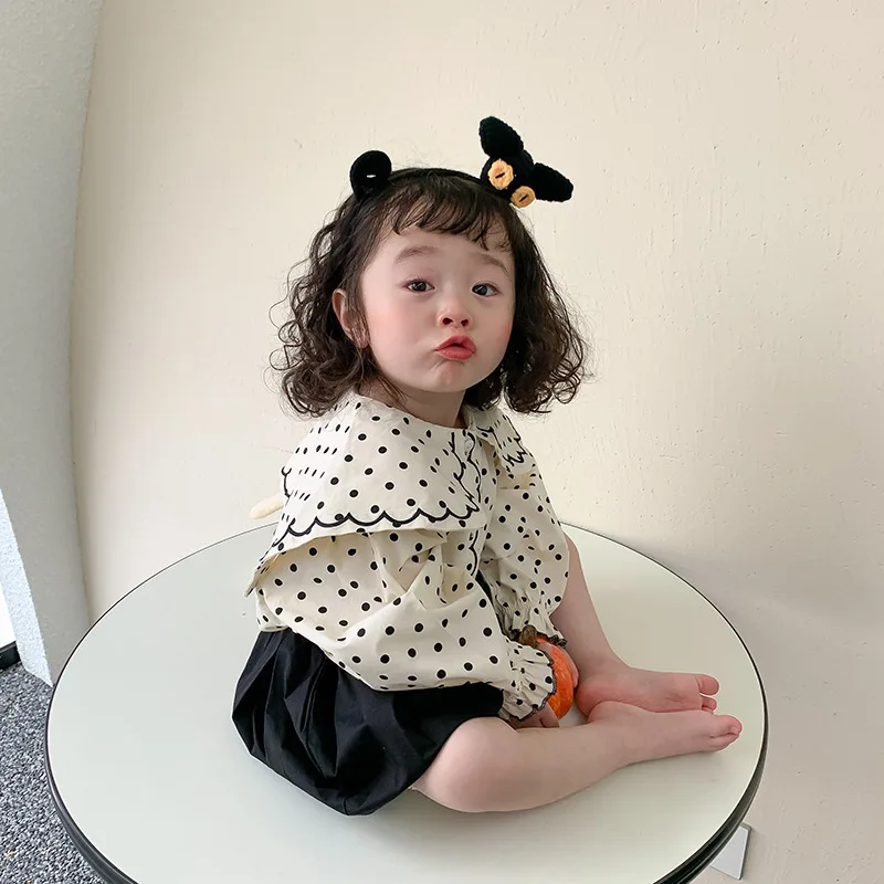 

Хлопковая рубашка в горошек для девочек 1-6 лет