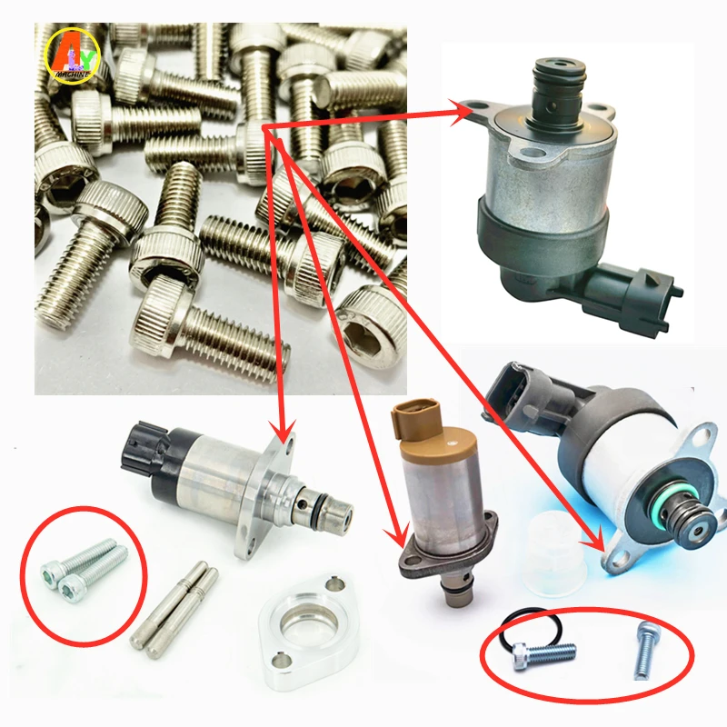 

ALYMACHINE 50PCS Diesel Common Rail Pump Metering Fuel Valve Fix Screw Length 12mm 16mm Repair Tools Kits