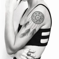 indian dream catcher waterproof temporary tattoo sticker black sanskrit flowers fake tattoos flash tatoos arm body art women men