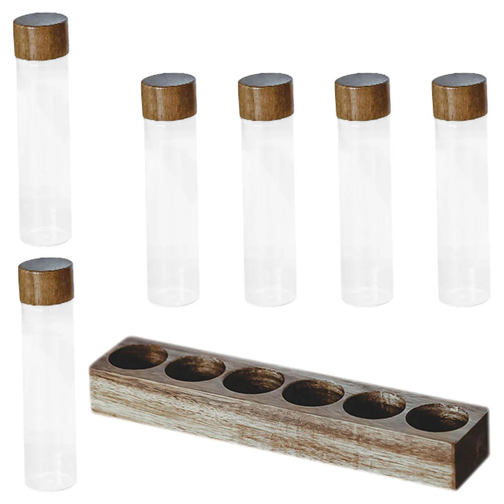 

Clear Coffee Bean Storage Tube Glass Jar With Airtight Lid Beans Tubes Display Stand Wooden Holder Container Jars