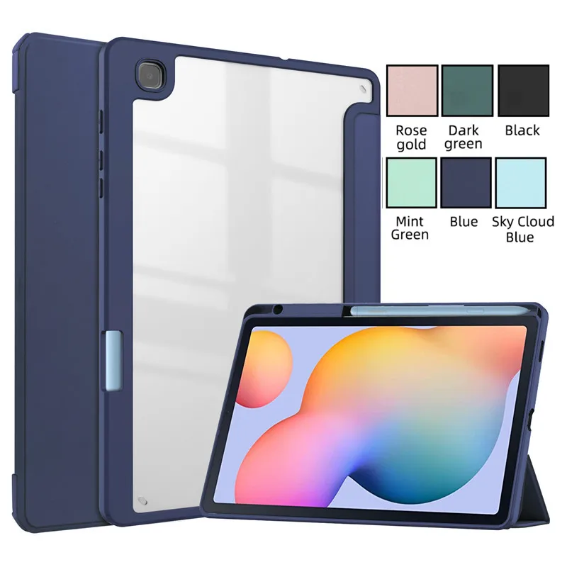 

Чехол для планшета Samsung Galaxy Tab S6 Lite с держателем для ручек, магнитный Прозрачный складной чехол-подставка для Samsung Tab S6 Lite, чехол