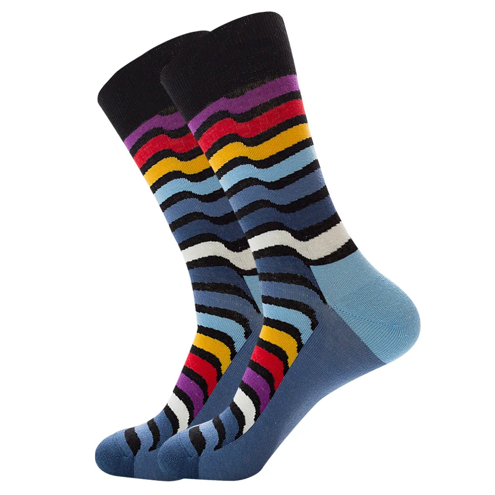 20 Pairs Fashion Men Women Unisex Stripe Cotton Socks Sweat Absorbent Middle Tube Autumn Winter Personality Rainbow Socks