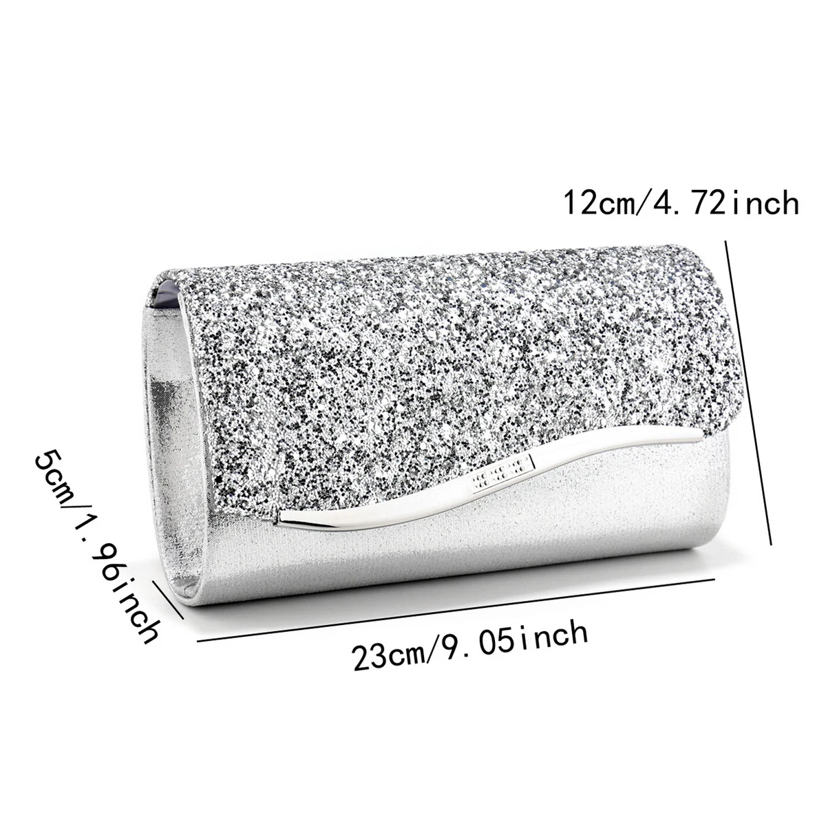 Elegancka metaliczna torebka wieczorowa dla kobiet z cekinowymi łańcuszkami i jednolitym wzorem Modna poliestrowa kopertówka ...