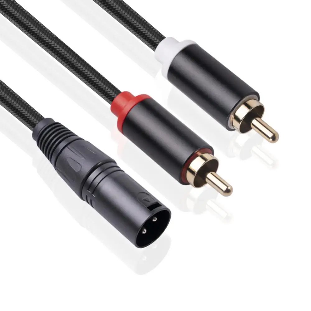 

2m/1m Audio RCA Cable Male To 2 XLR 3 Pin Male Female Cannon Amplifier Mixing Plug AV Cable Dual XLR To Dual RCA Cable