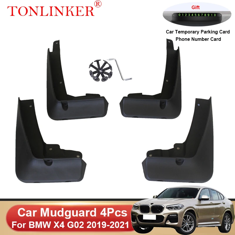 

TONLINKER Car Mudguard For 2nd BMW X4 G02 2019 2020 2021 Mudguards Splash Guards Front Rear Fender Mudflaps 4Pcs Accessories