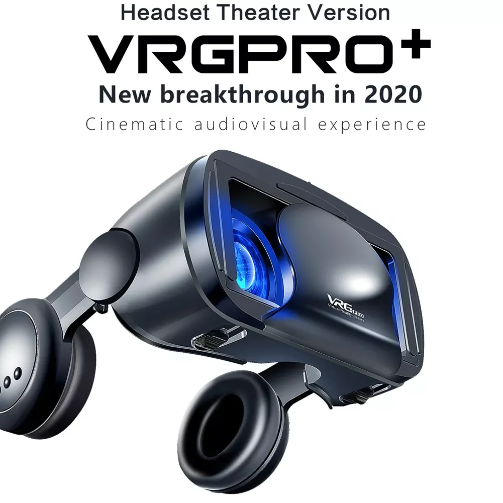 

VRG Pro+ 3D VR Headset Virtual Reality Glasses Helmet for 5-7 inch for iOS/Android Smart Phone with Controllers Headphones
