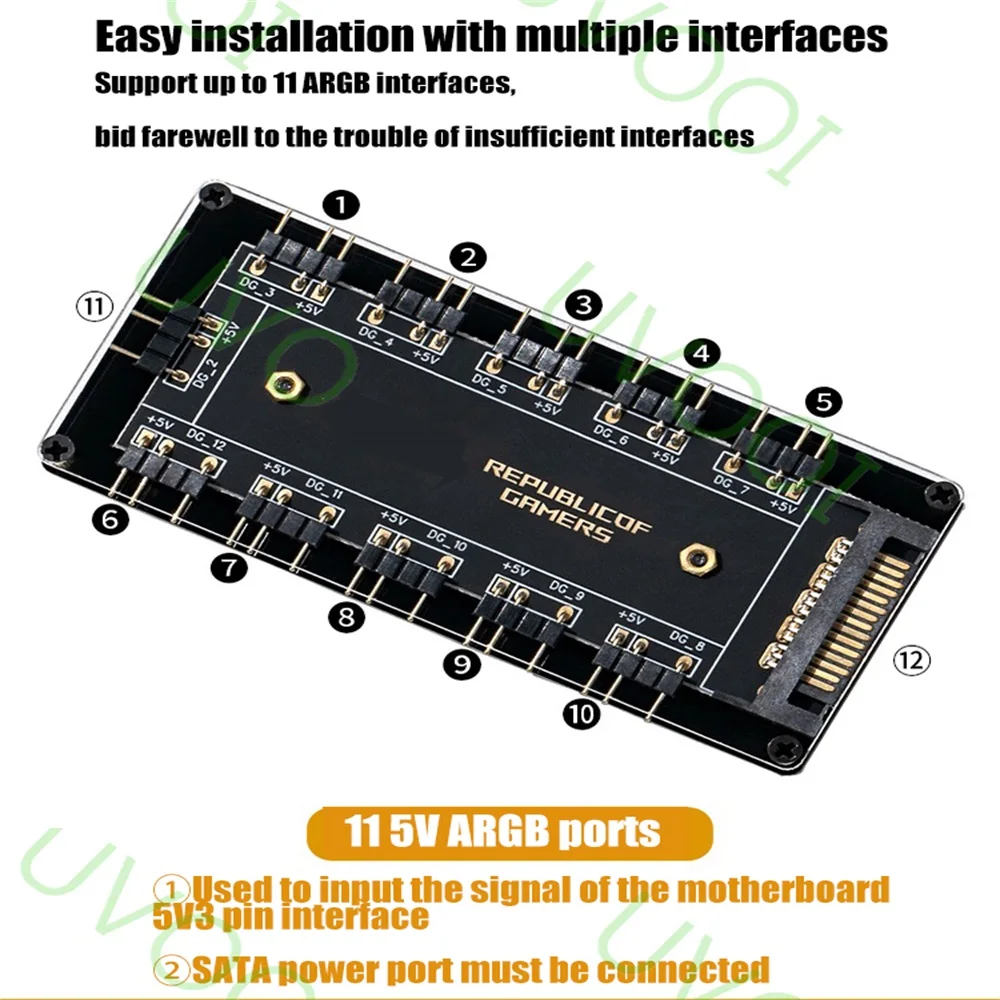 Разветвитель для кабеля 12 В 4 контакта RGB AURA SYNC 5 3 SATA 4-контактный адаптер GIGABYTE MSI