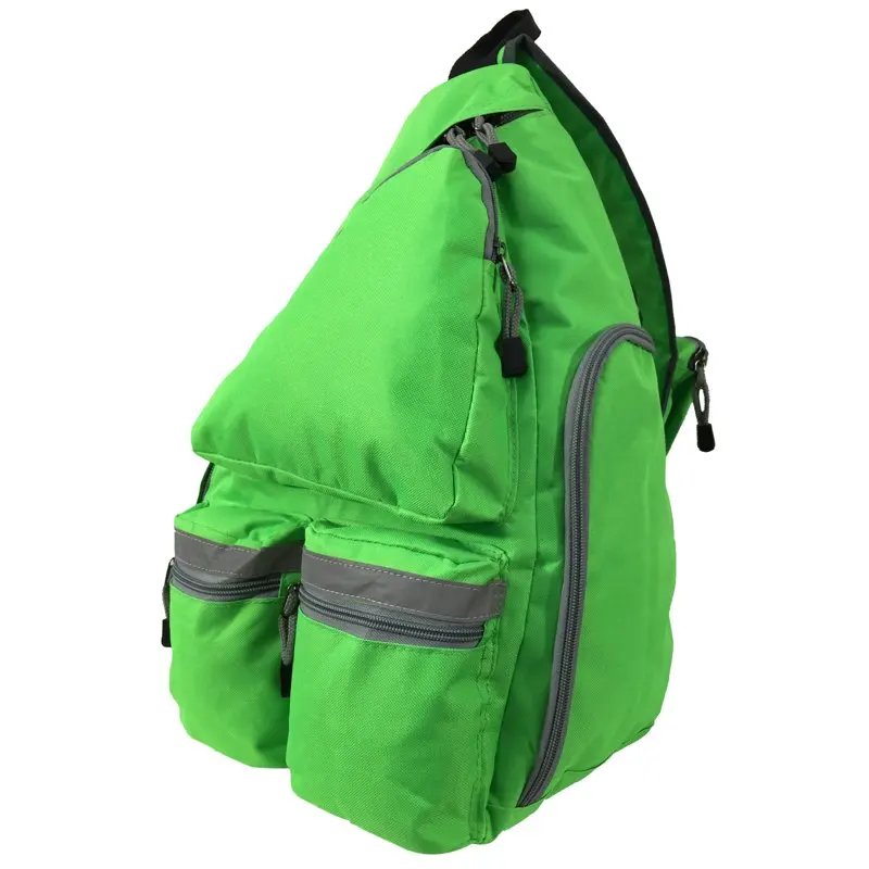 K-Cliffs 20 inch Uni-sex Reflective Sling Backpack Bright Green Student Bookbag Travel Daypack Safety