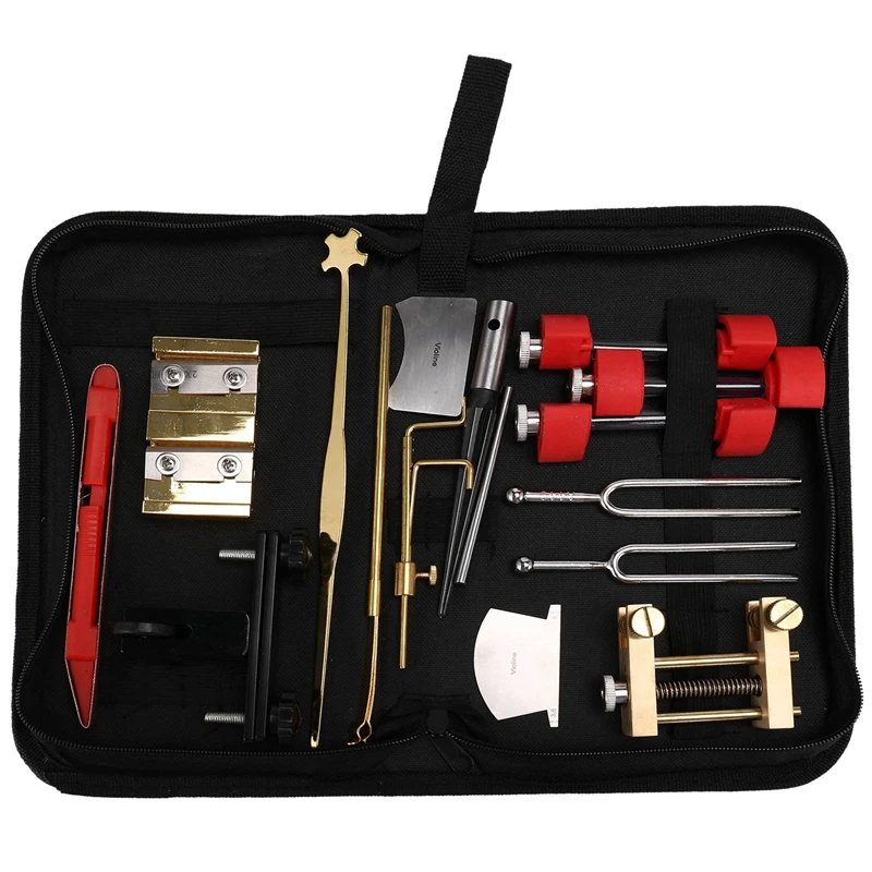 

17 Pcs Violin Sound Column Hook Clip Sound Column Ruler Fixture Abrasive Tool Tuning Fork Repair Violin Tool Bag Set
