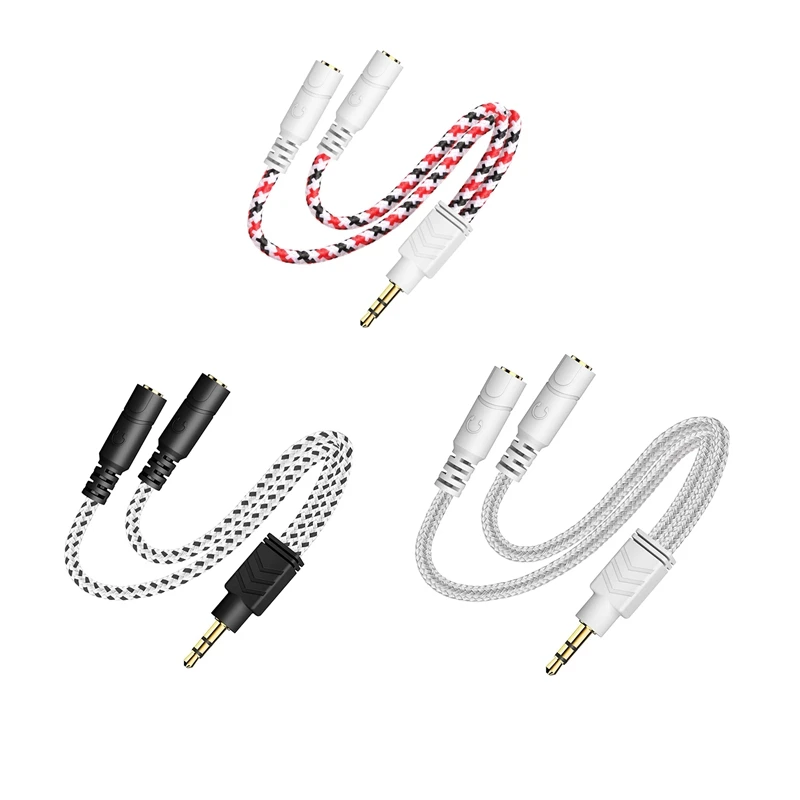 

Headphone Splitter, 3.5Mm Splitter Cable For Headset [Fine Braided & Gold Plated] Stereo Audio Y Cable AUX Splitter - Compatible