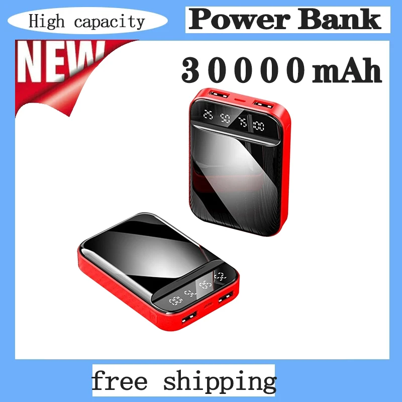 

Mini 30000mah Portable Power Bank LCD Digital Display Fast Charging Powerbank Dual USB Ports External Battery For IPhone8 Xiaomi