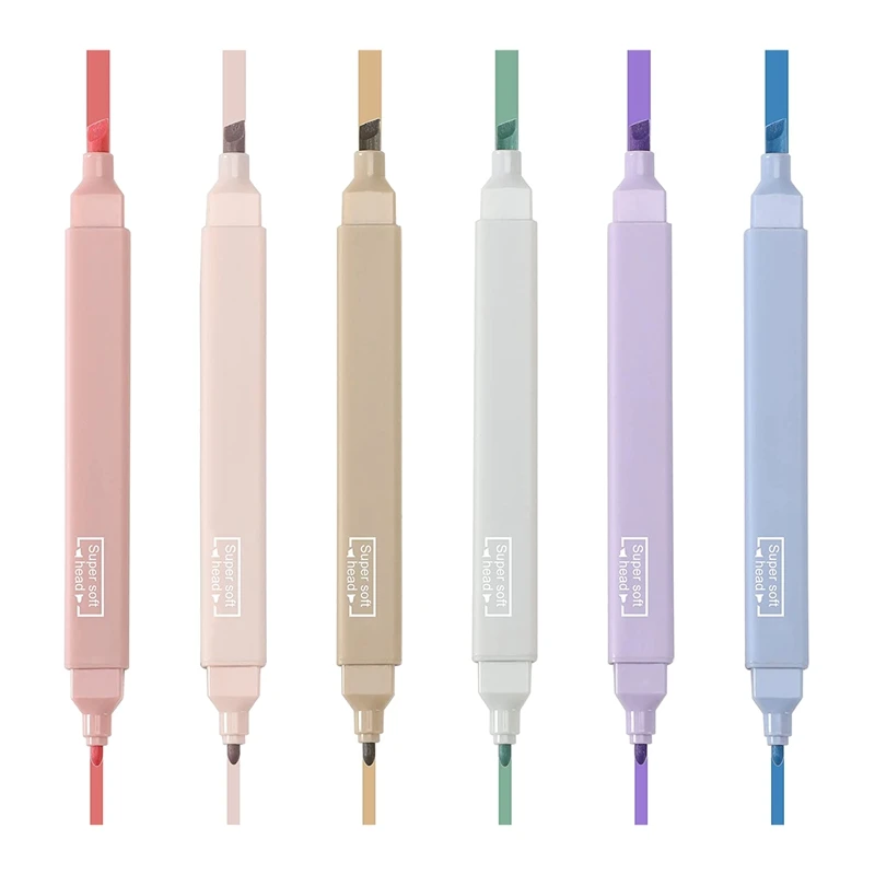 

6 Pack Highlighters Mild Assorted Colors With Mesh Pen Bag,Soft Chisel Tip, No Bleed Dry Fast School Office Supplies