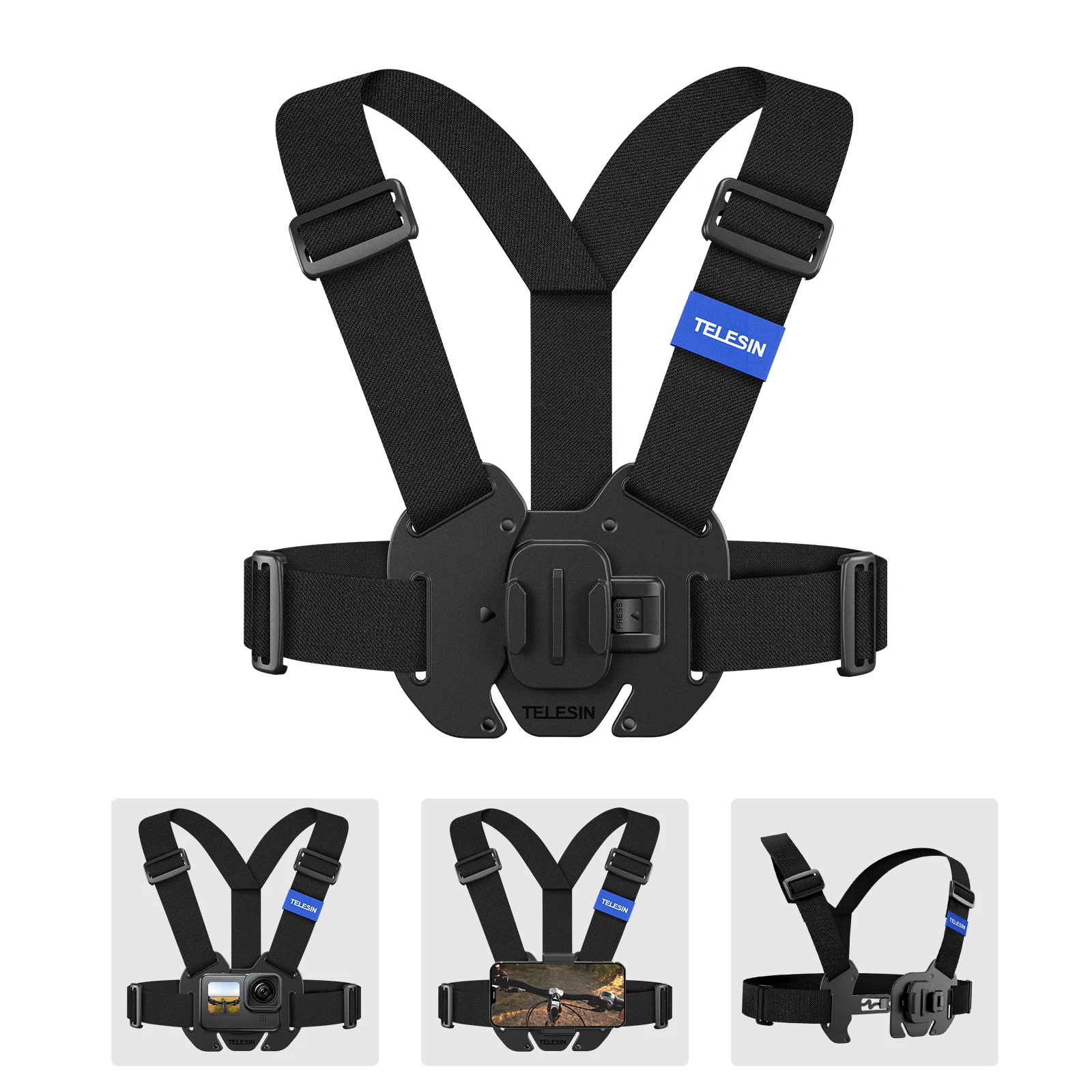 

TELESIN Chest Mount Belt Head Strap for GoPro Hero 11 10 9 8 7 6 5 Insta360 SJCAM EKEN DJI Action Camera Accessories