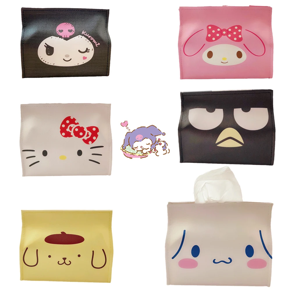 Sanrioed Kittly My Melody Kuromi Cinnamoroll Purin Dog X O коробка для бумажных салфеток дома автомобиля ПУ