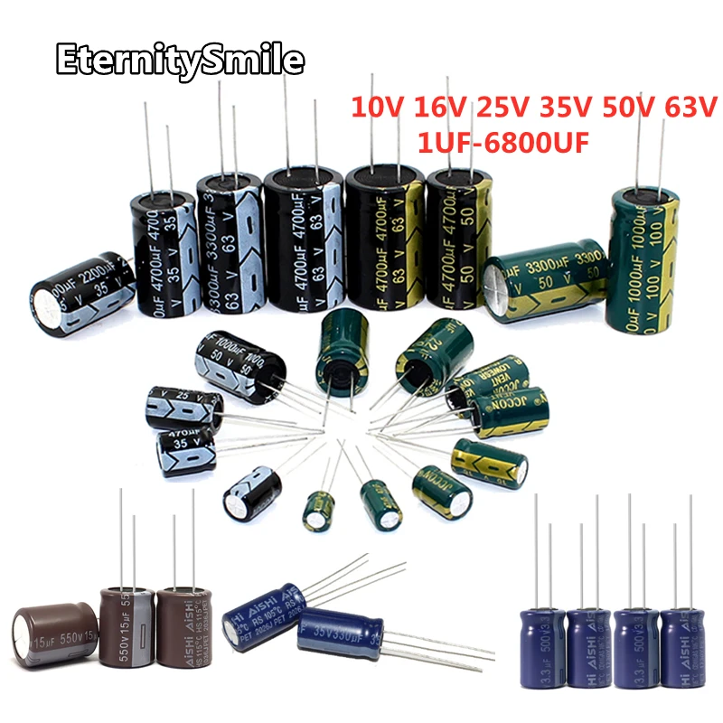 10V 16V 25V 35V 50V 63V 1UF 2.2UF 4.7UF 10UF 1000UF 22UF 33UF 47UF 470UF 100UF 220UF Aluminum Electrolytic Capacitor