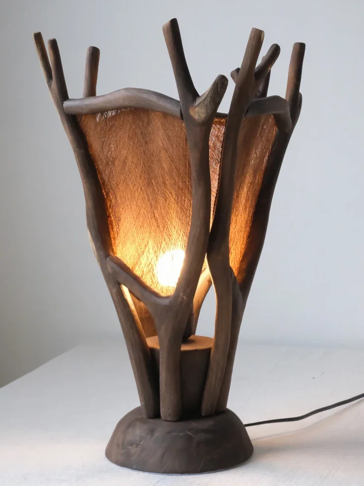 Настольная лампа ручной работы с веткой дерева оригинальная декоративная