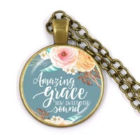 amazing grace how sweet the sound bible verses nursery verse necklace fashion jewelry religion pendant christian