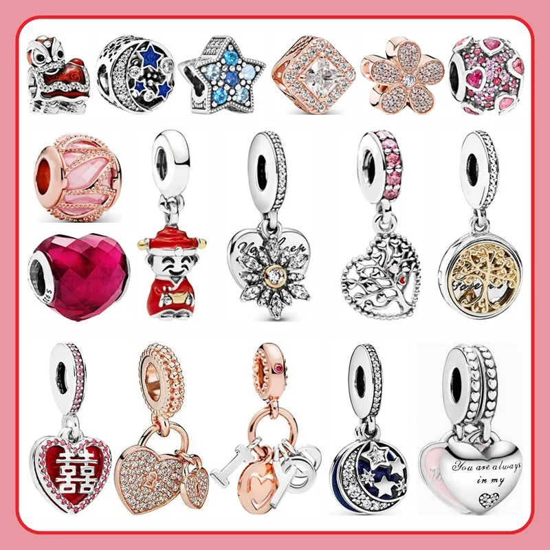 

Suitable For Original Pandora Bracelet Necklace S925 Sterling Silver New Shining Stars And Golden Tree Of Life Charm Diy Jewelry