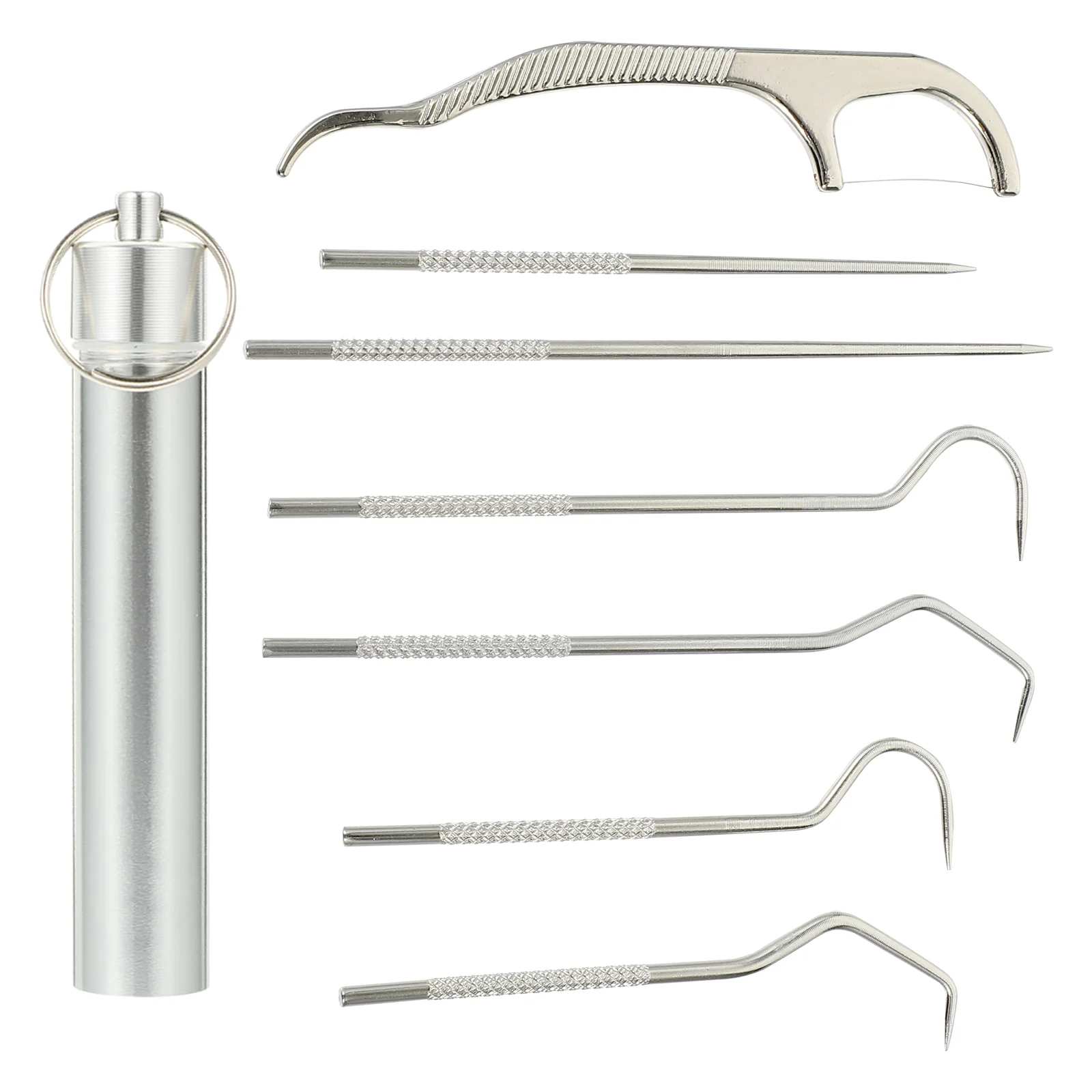 

Toothpickmetal Set Pick Kit Stainless Toothpicks Steel Reusable Holder Removerwith Plaque Teeth Keychain Picks Professional