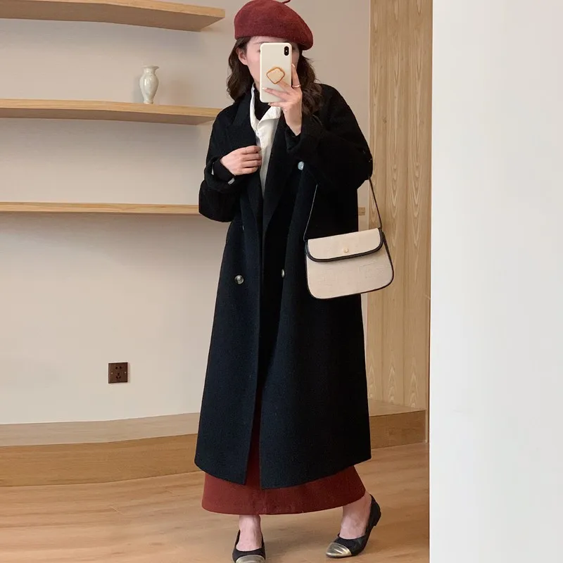 Внесезонная распродажа новое двустороннее кашемировое пальто женское длинное