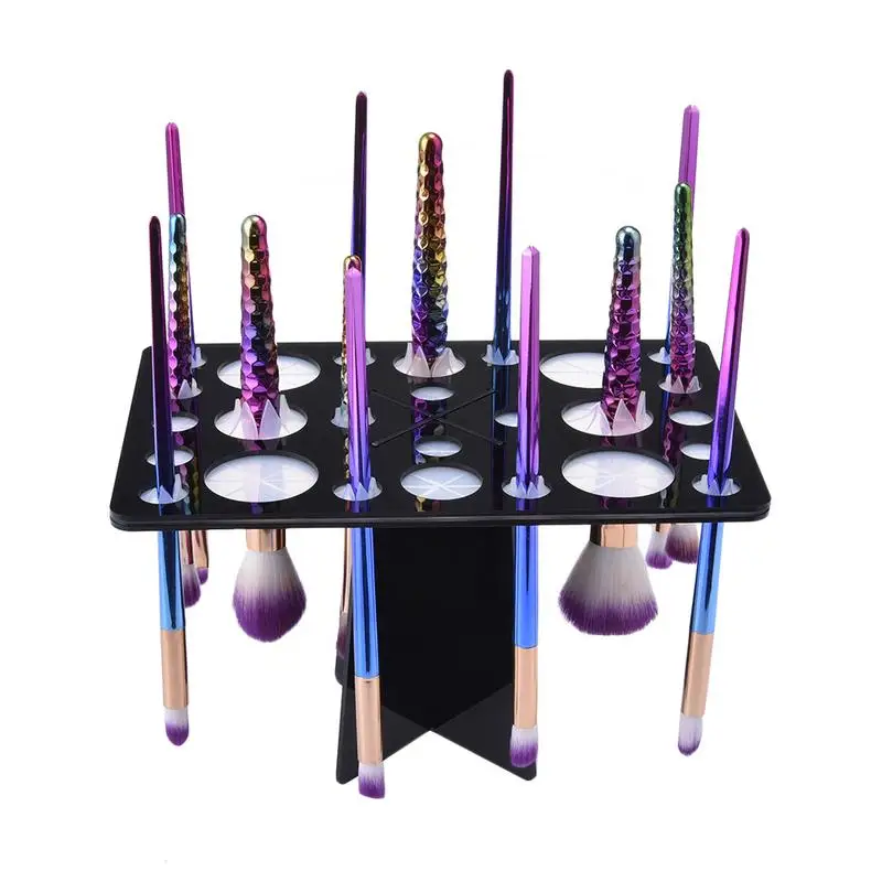 

Acrylic Makeup Brushes Drying Rack Durable Makeup Brushes Tree Holder & Organizer With Multi Size Holes For Makeup Brushes