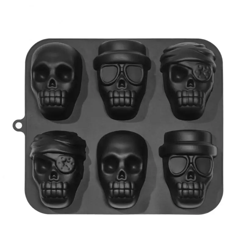 

3D Pirate Skull Shape Silicone Mold 6 Cavity Chocolate Cake Mould DIY Pastry Fondant Molds Baking Mould Soap Mold Kitchen Tool