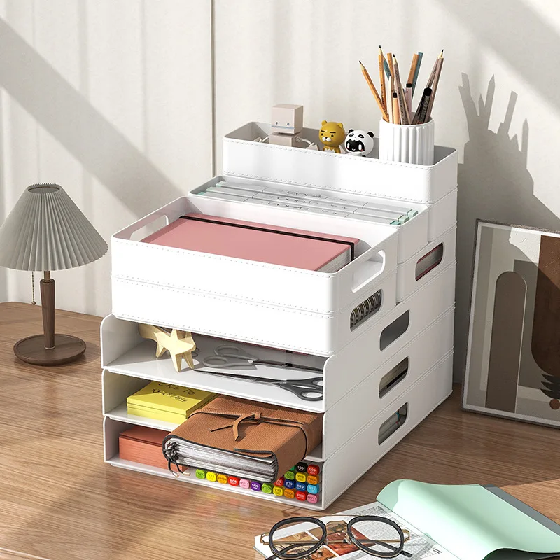 

Офисная Многоуровневая настольная папка коробка для хранения канцтоваров A4, Пластиковая Полка для органайзера книг