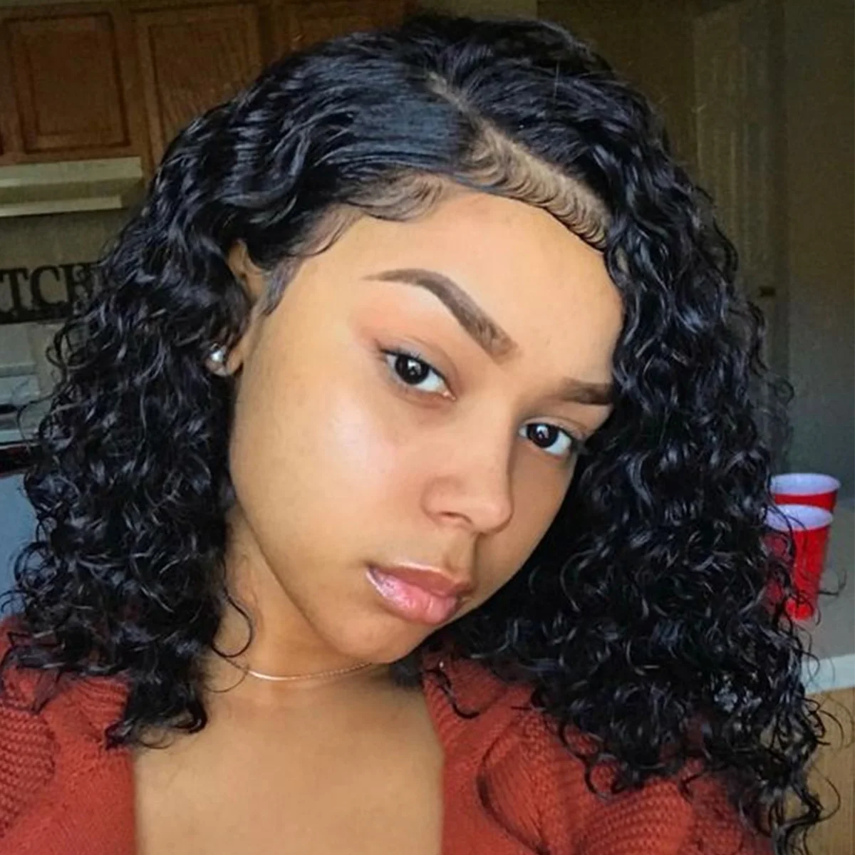 Парик из натуральных волос UNIKY среднего размера с глубокими волнами Remy и