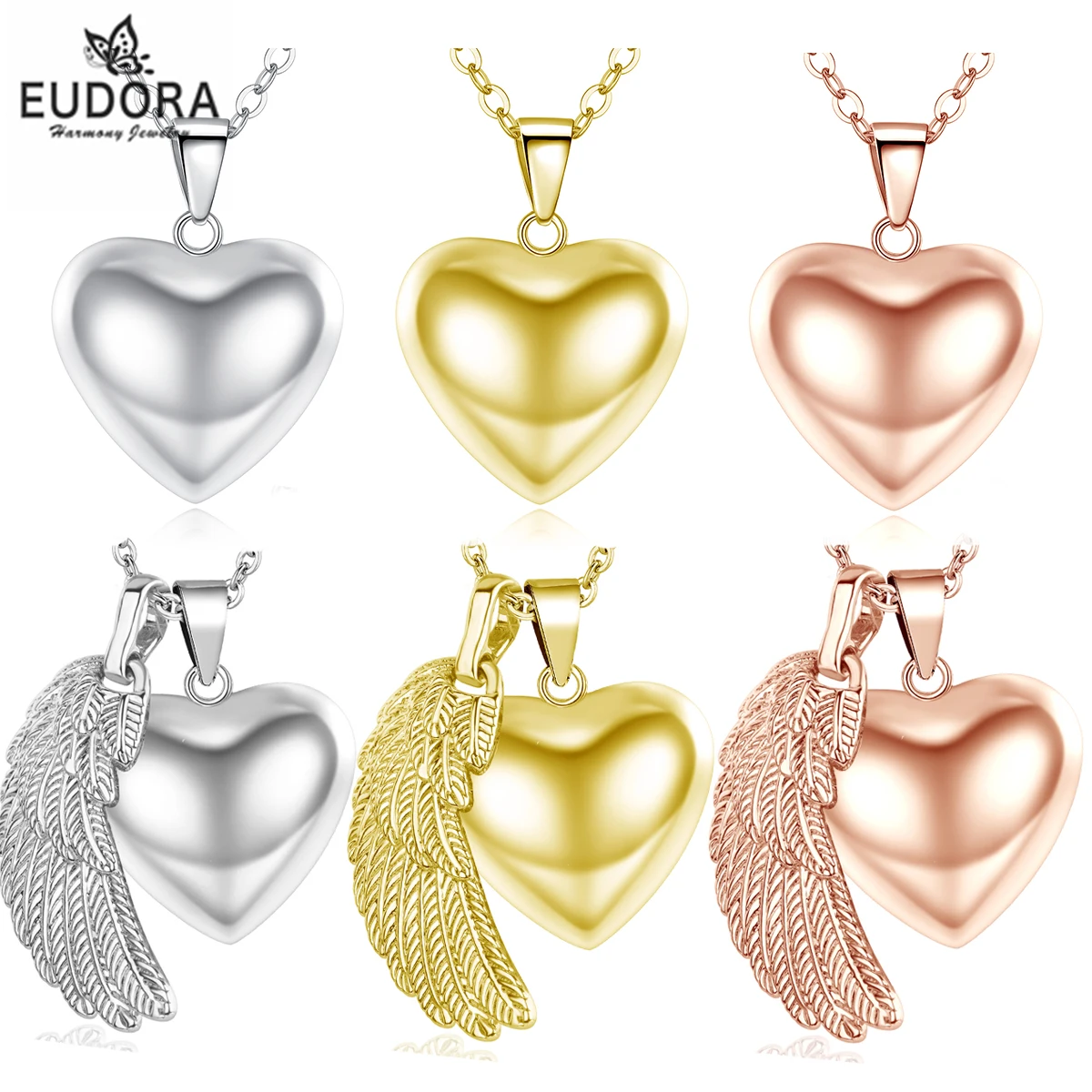 

Eudora Harmony Ball Heart Pendant Pregnancy Bola Angel Caller Necklace Simple Smooth Chime Bell Ball Jewelry for Mom's Day Gift