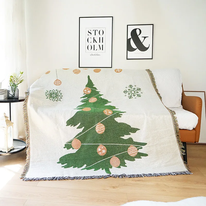

Рождественское одеяло в скандинавском стиле, вязаное жаккардовое одеяло для рождественской елки, офисное одеяло для отдыха на кровати, покрывало для дивана, мягкое рождественское одеяло
