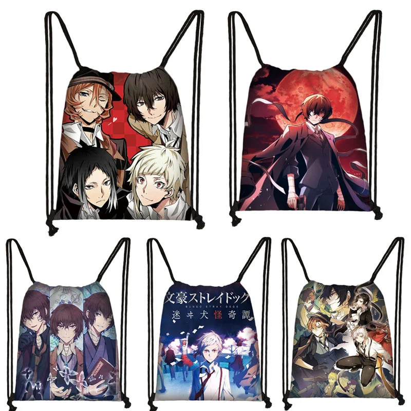 

Anime Bungou Stray Dogs drawstring bag boys girls storage bags teenager Osamu Chuya Nakahara backpack travel bag