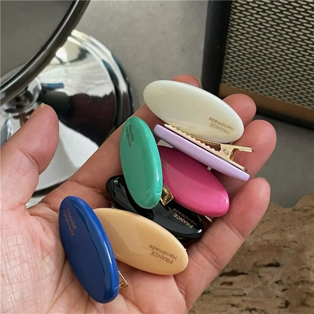 

5pcs Broken Hair Acrylic Hairpins with Acrylic Clip Metal Clip Oval Bangs Clip Candy Color Duck Beak Clip Girls