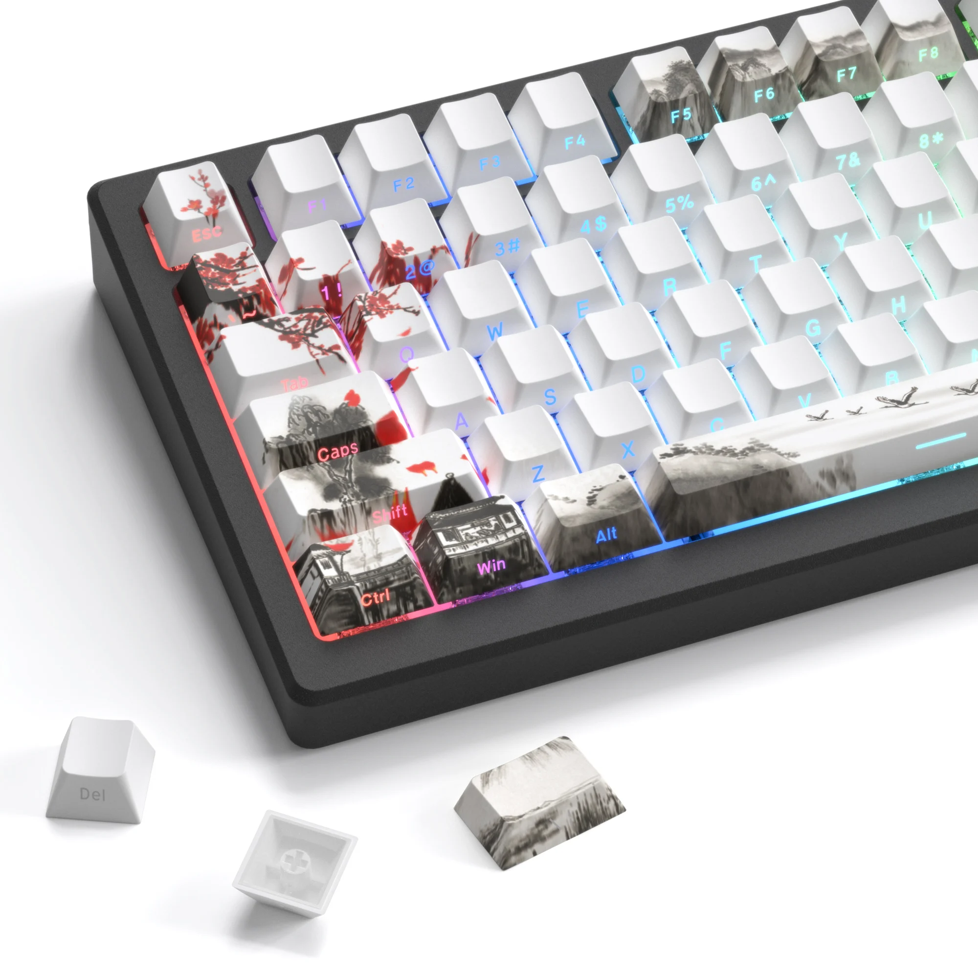 127-клавишный блеск через сливовый профиль Cherry колпачок для клавиш PBT