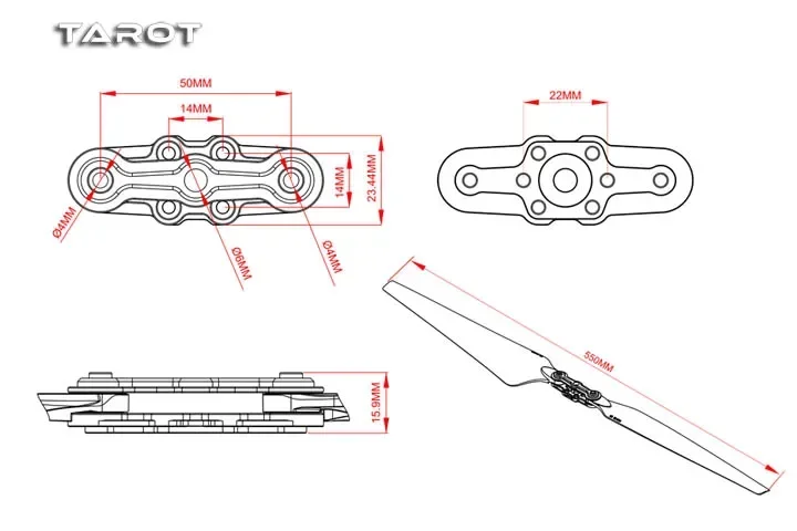 1 пара эффективных складных лезвий TAROT 2170 21-дюймовая складная опора пропеллера CW