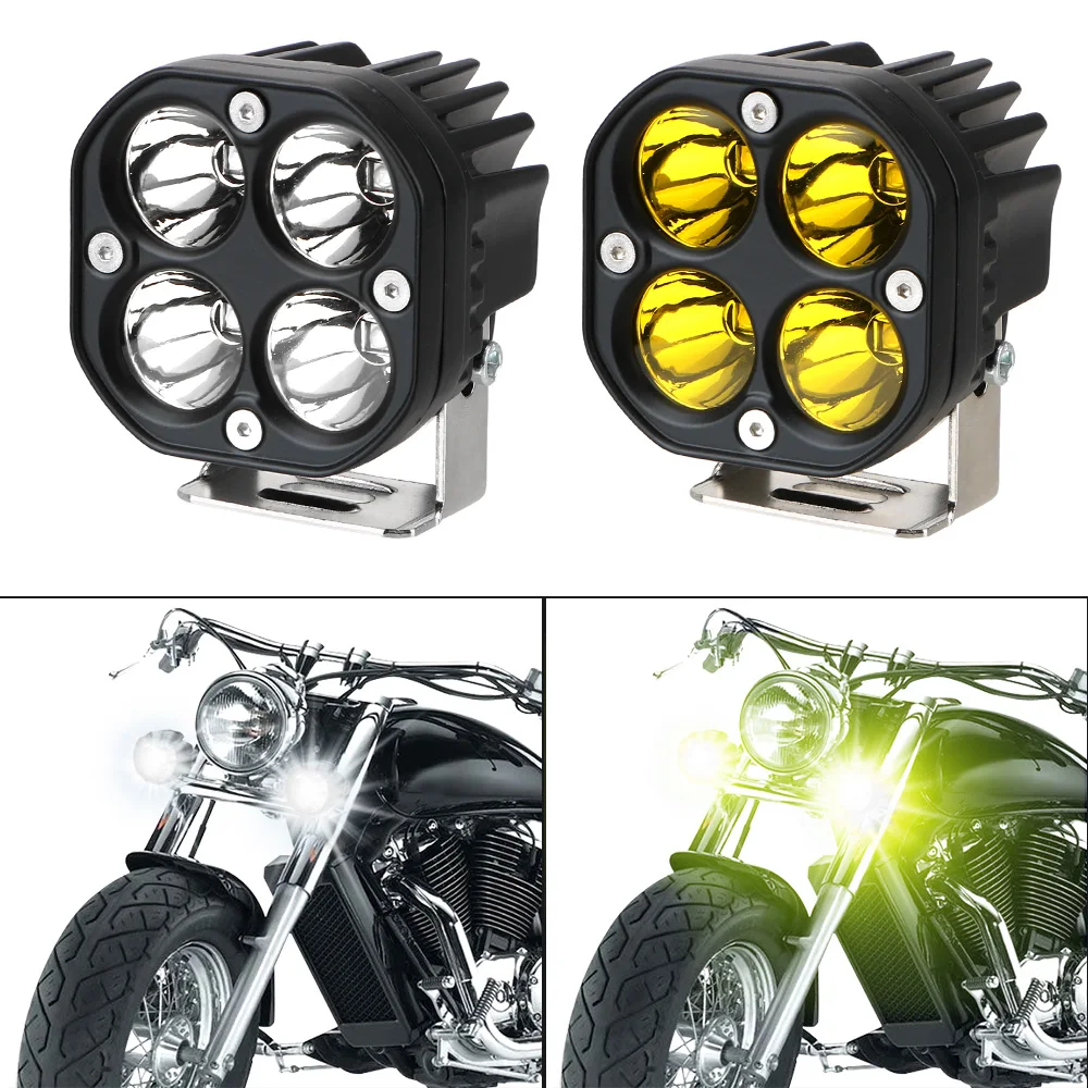 

Фары дальнего света для мотоциклов, квадратный прожектор, 12 В, 24 В, автомобильная противотуманная фара, белый/желтый, 3-дюймовый светодиодный Рабочий фонарь для 4x4 внедорожных тракторов