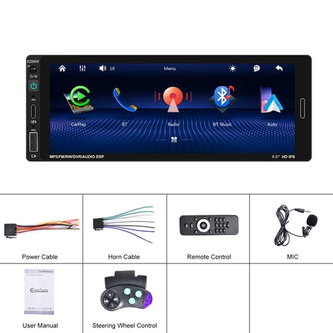 Автомагнитола LeeKooLuu 1 din Carplay / Android автомобильный мультимедийный видеоплеер Универсальный 5,1 дюйма 1 din стерео Bluetooth MirrorLink
