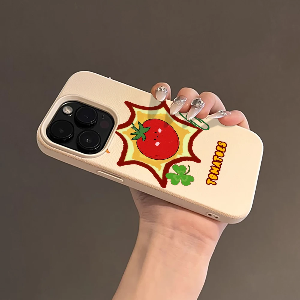 Фото Чехол с иллюстрацией свежих томатов для iPhone 17 Air 16 15 14 13 12 11 Pro Max Plus X, тонкий защитный чехол с текстурой личи №5
