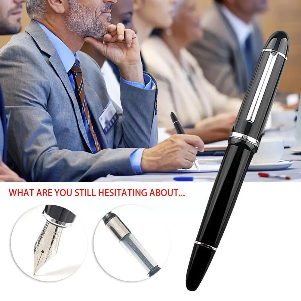 

Luxury Resin Black Fountain Pen Metal Clip Business Signature 0.5mm School Pen Steel Writing Nib Daily Office Fountain W6U7
