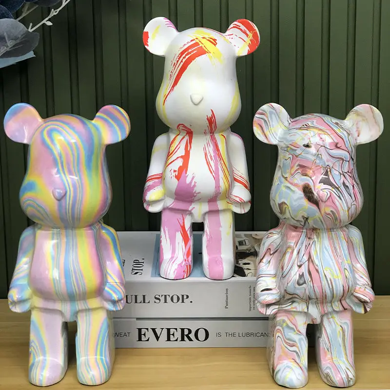 

Nordic Cute Violent Bear Doll Resin Accessories Home Lvingroom Porch Bookcase Sculpture Crafts Store Study Room Figurines Decor