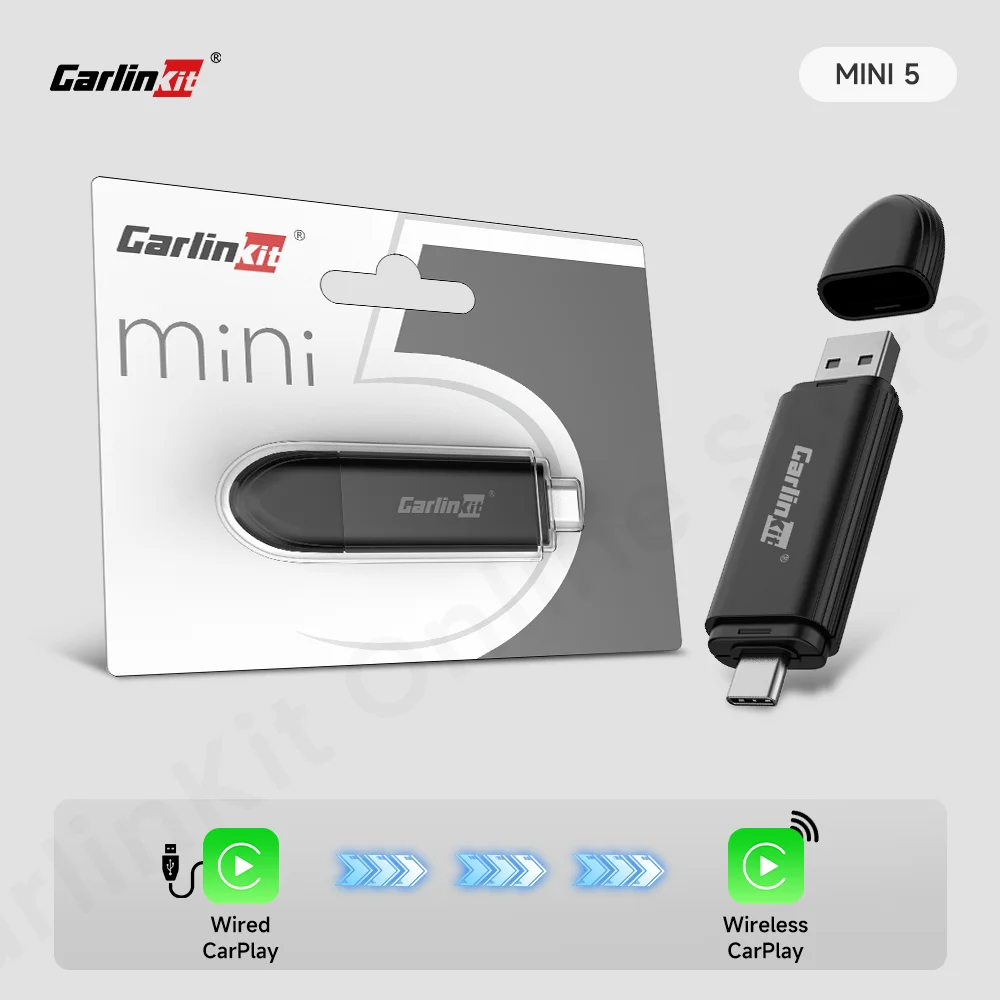 

Carlinkit Mini 5 Pro Проводной и беспроводной адаптер Бесшовное соединение для проводного Carplay/Android auto Ble Wi-Fi Инфорационное обновление