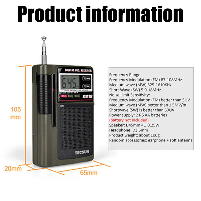 Портативные полнодиапазонные радио карманные FM/MW/SW приемник будильник с