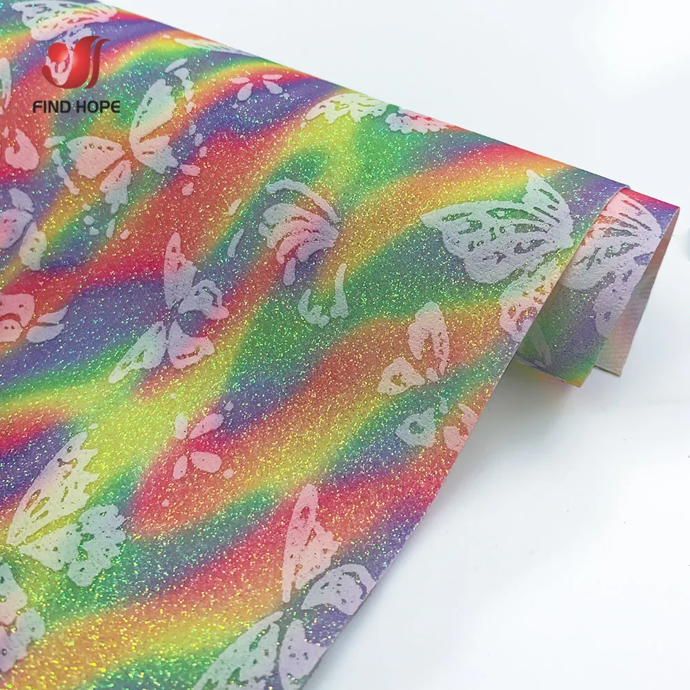 Ткань Из Искусственной Кожи 20x120 См Бабочка Радуга Блестящий Материал сделай Сам