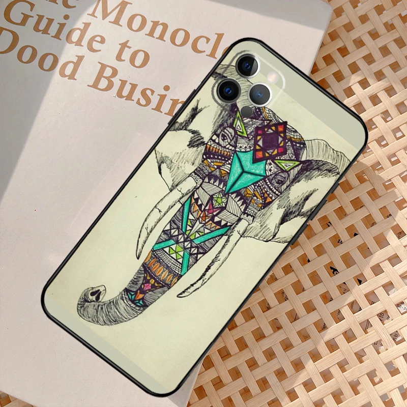 Чехол для телефона Totem Aztec Elephant iPhone 11 12 13 14 15 Pro Mini X XR XS Max 7 8 Plus SE 2022