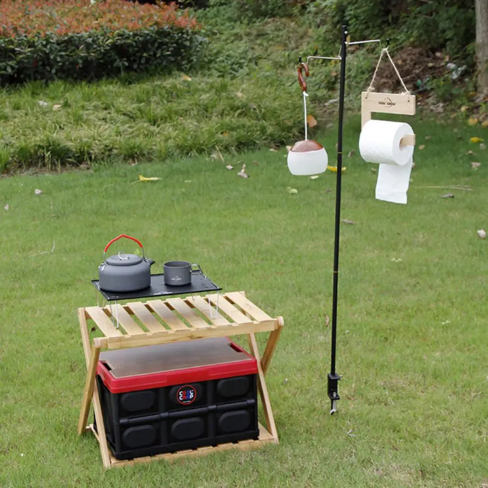 

Kitchenware Rack Durable Camping Atmosphere Folding Oxford Cloth Moisture-proof Drain Rack Picnic Table Bamboo Wood