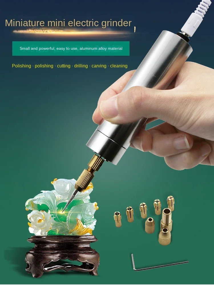 

Mini Hand Electric Drill Drilling Polishing Machine Root Wood Carving Text Play Power Tool Micro Jade Carving Pen