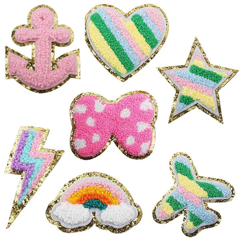 1 шт. 5 см клейкие нашивки с надписью полотенце синельная вышивка для ПВХ-мешочка