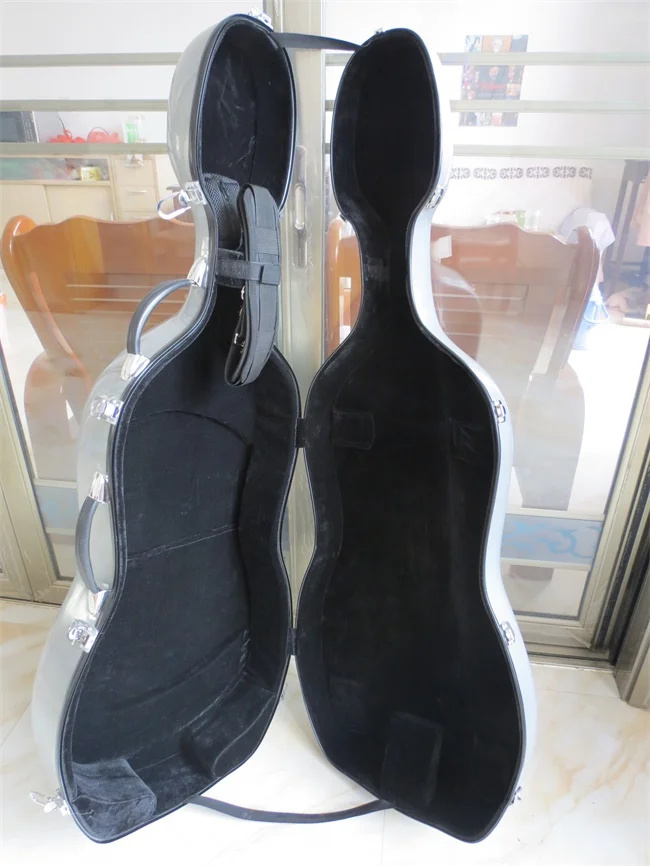 Отличный твердый футляр для виолончели из стекловолокна 4/4 серого цвета с