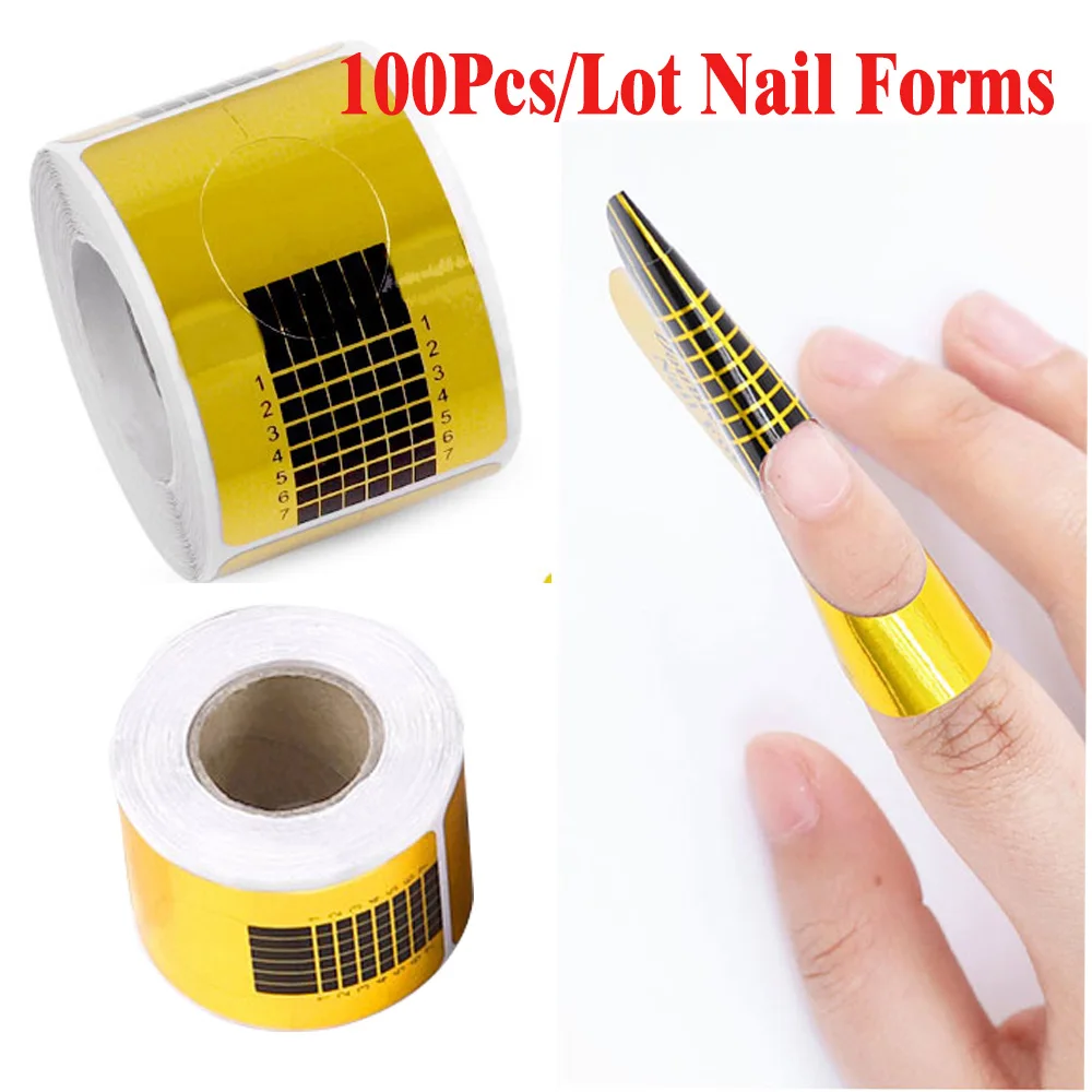 

100Pcs/Lot Nail Art Tools Nail Form 1Roll Professional UV Gel False Art Tips Extension Form For Acrylic Manicure ExtensionTool *