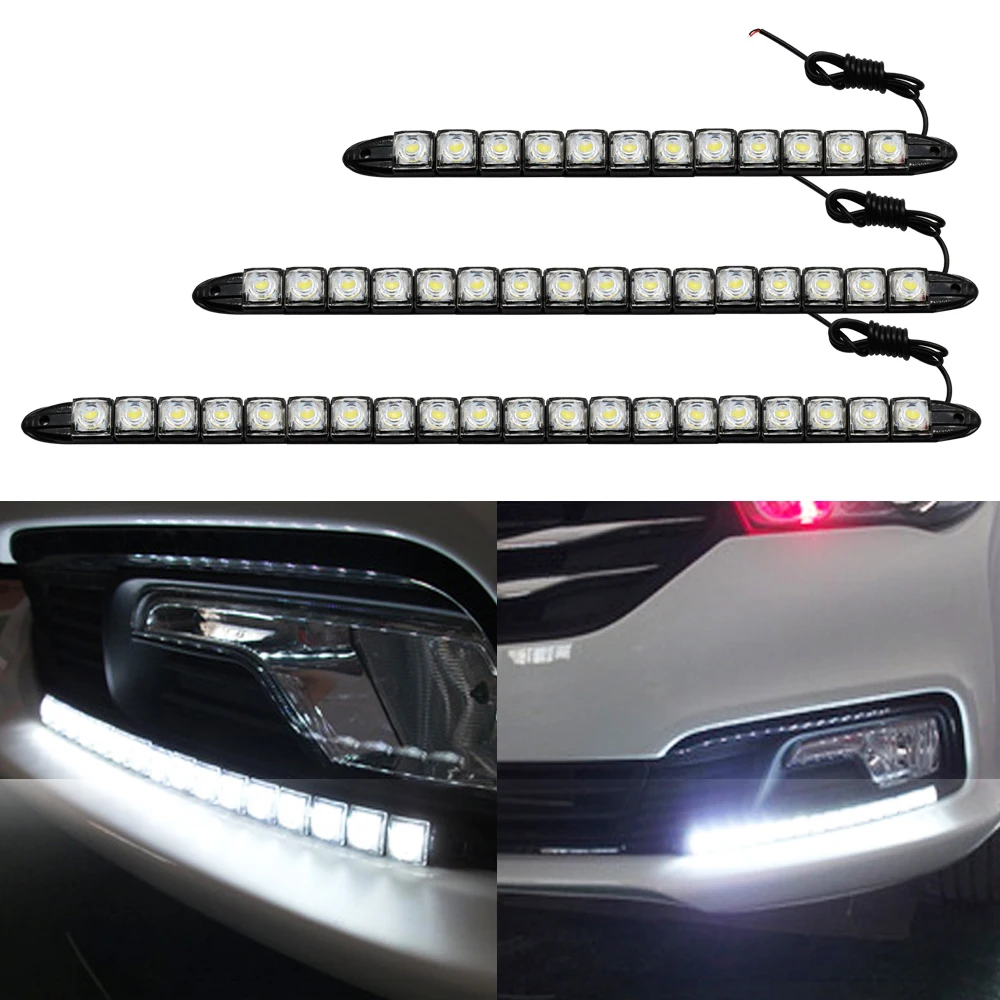 

Автомобильные дневные ходовые огни, 12/16/20 светодиодов, противотуманные предупреждающие лампы, подсветка номерного знака, сигнал поворота, гибкая Автомобильная дневная лампа, Стайлинг